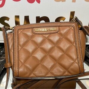 Michael Kors Brown Quilted Crossbody Bag